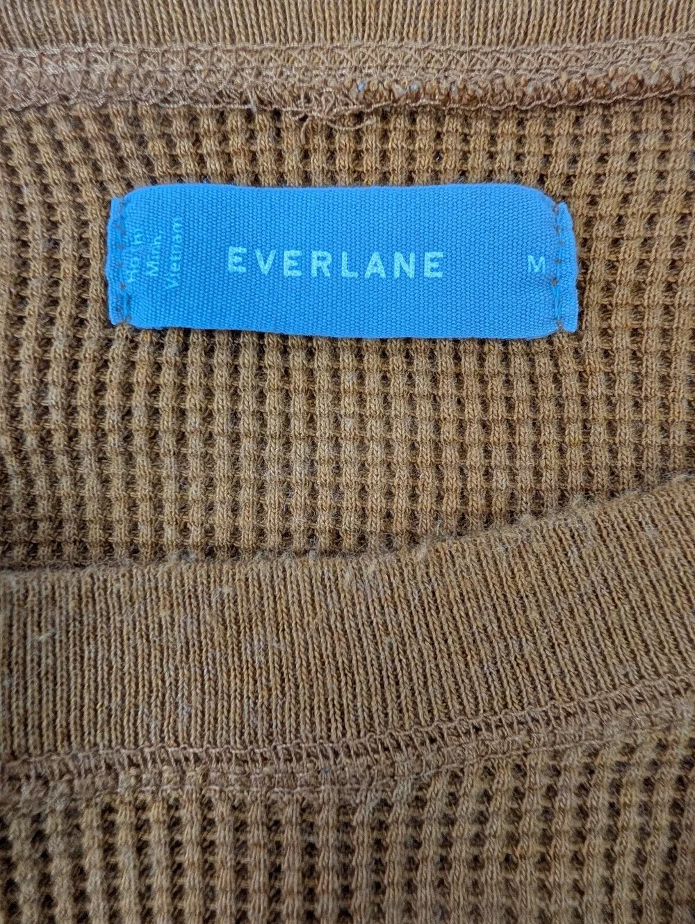 Everlane Waffle Knit Long Sleeve Crewneck Bundle - Heather Gray & Orange - M
